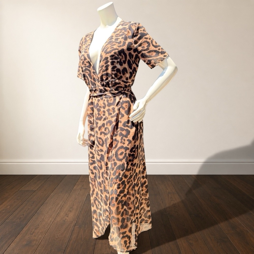 Bardot Leopard Print Wrap‎ Midi Dress 10 Autumn Wedding Dress